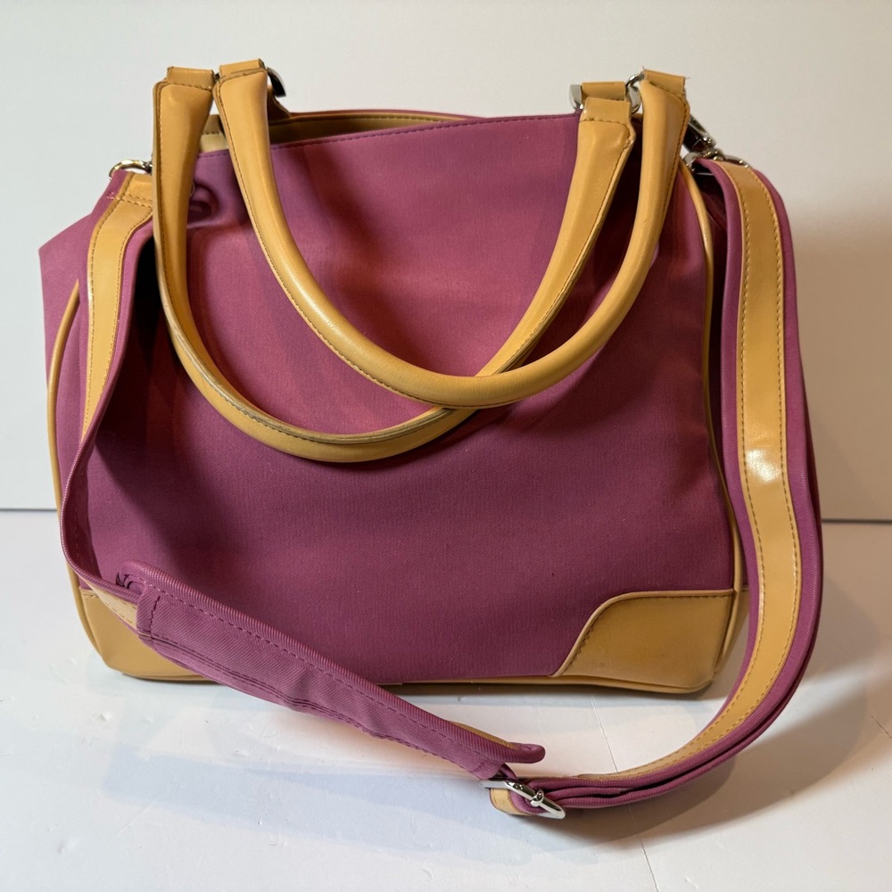 DVF Pink Canvas Weekender Bag Leather Trim Travel Duffel Tote Pre-Owned